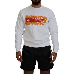 Dsquared² White Cotton Printed Long Sleeves Pullover Men's Sweater (Pre-Owned)